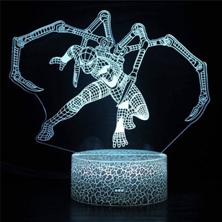 Spider Man 3D lampe med fjernbetjening - 16 lysfarver - Dæmpbar